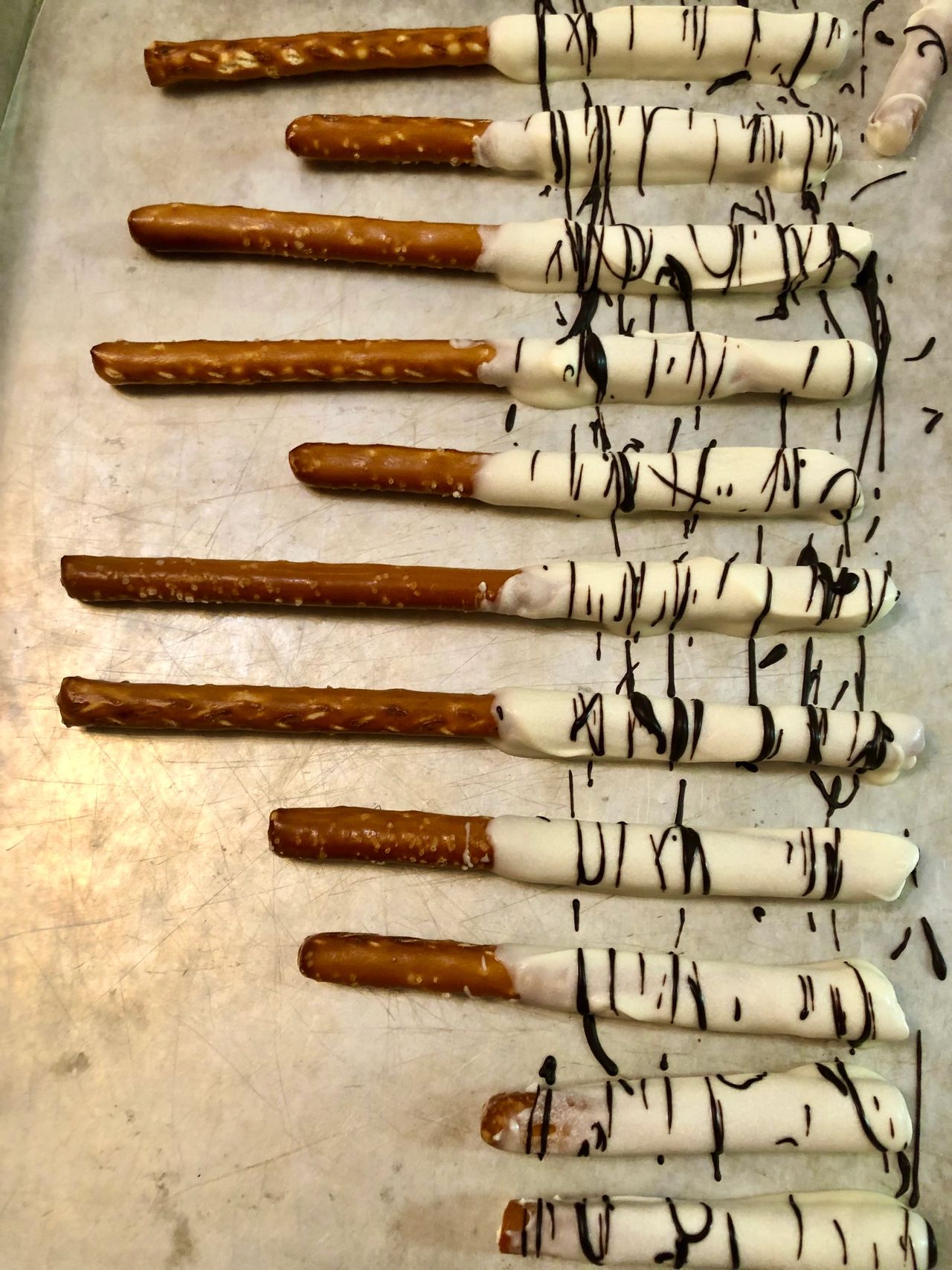 Birch bark pretzel rods in progress.