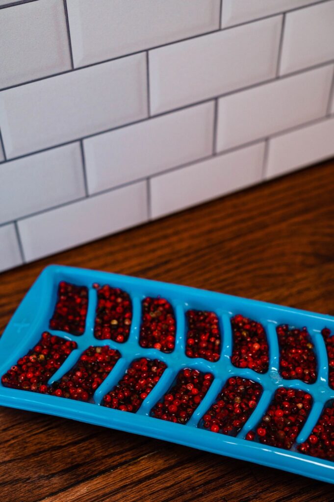 Pink peppercorn ice cubes