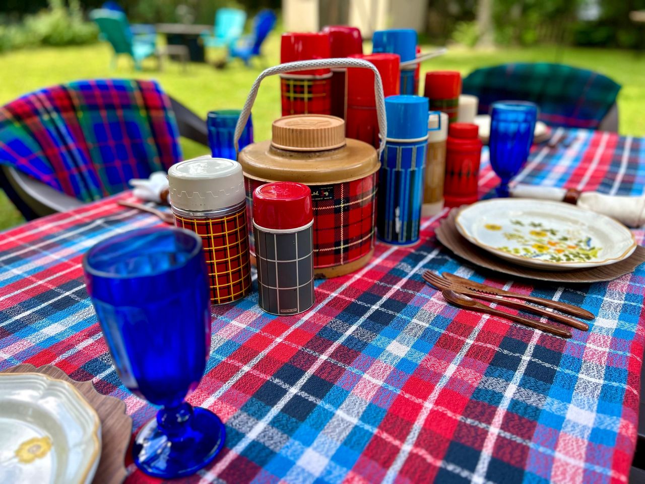 Collecting, Thermoses, plaid, fall, autumn, table, decor, entertaining