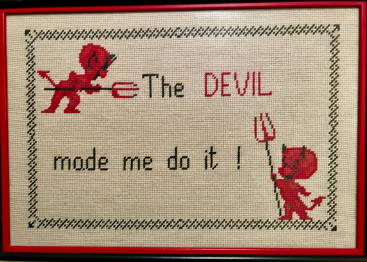 Devil made me do it cross-stitch