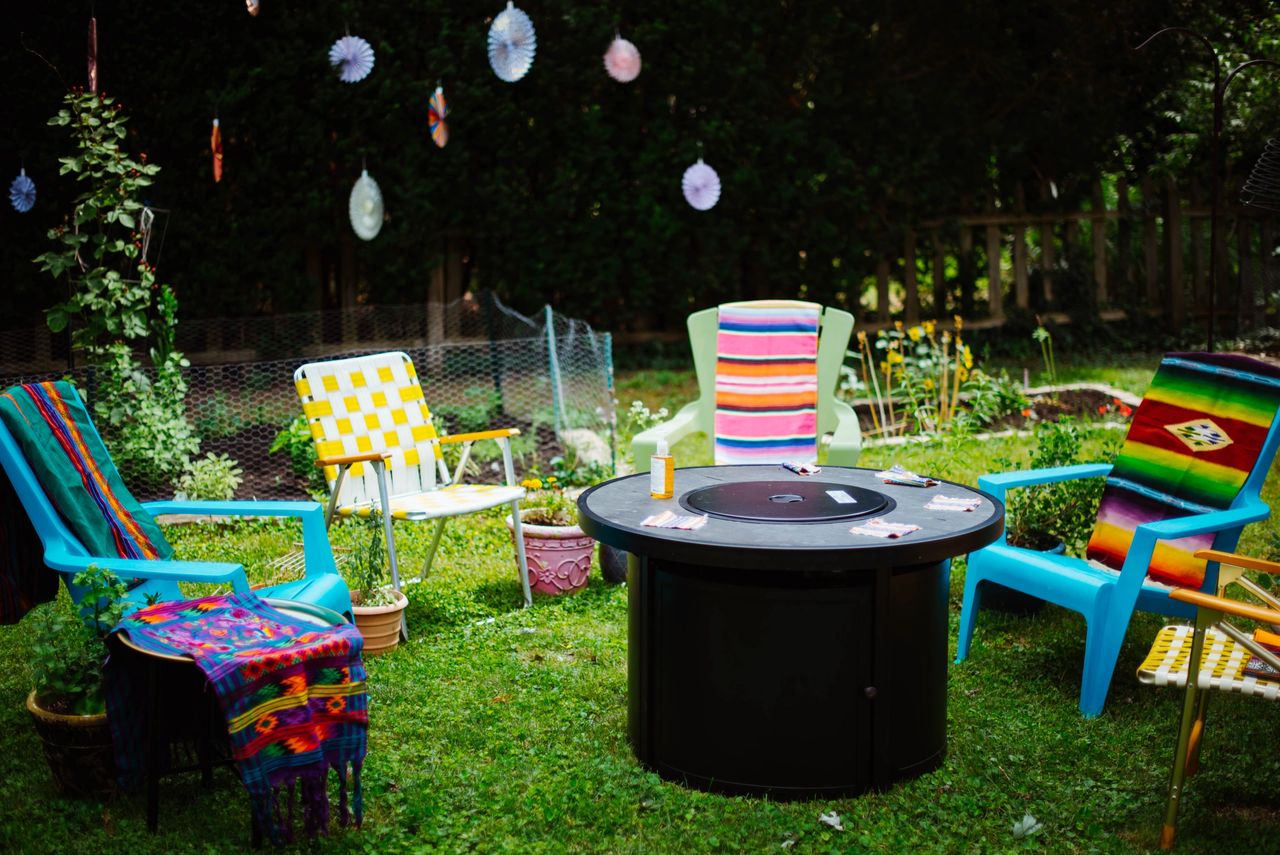 S'mores could be prepared at the fire pit, another decorated gathering area. Claire Keathley Photography