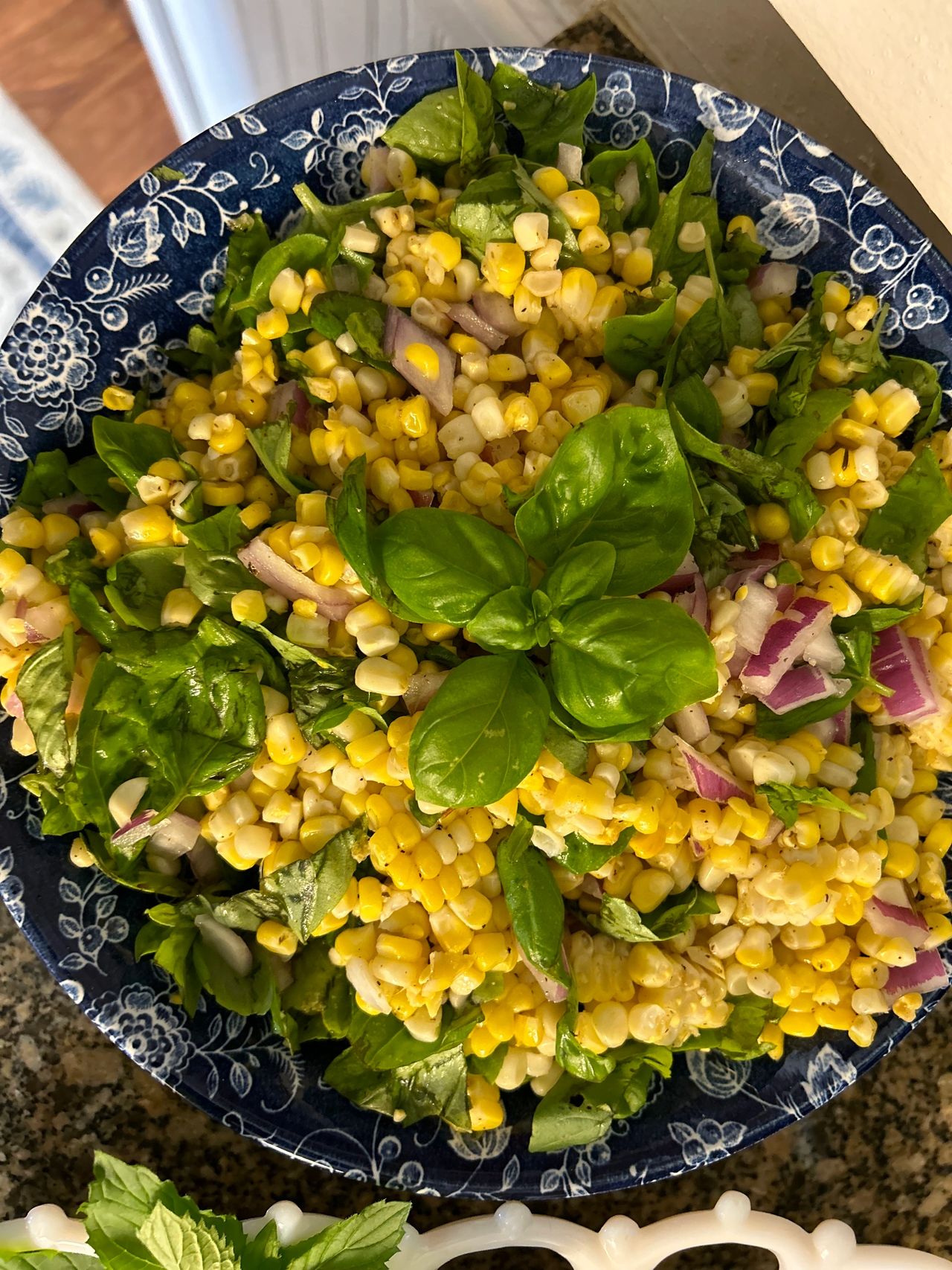 Corn and basil salad 