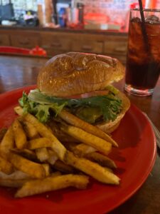 Juicy New Mexico burger and fries