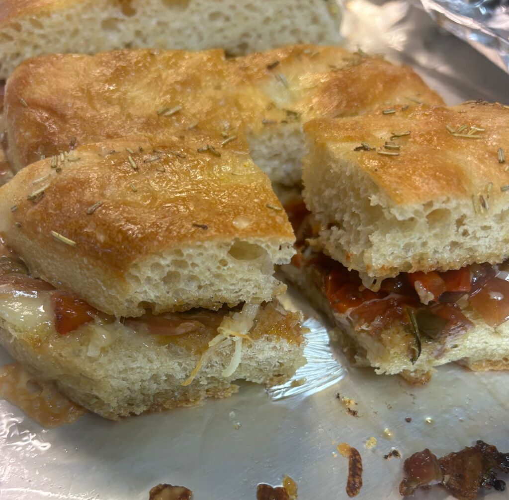 Veggie sliders on focaccia