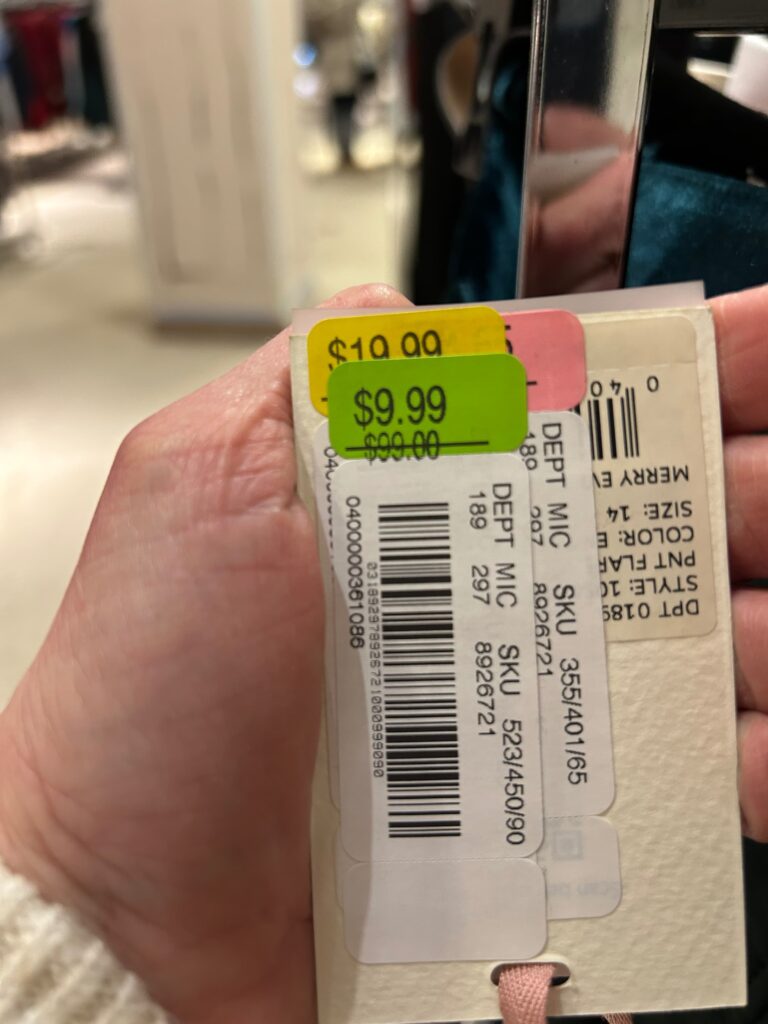 Markdown at clearance store