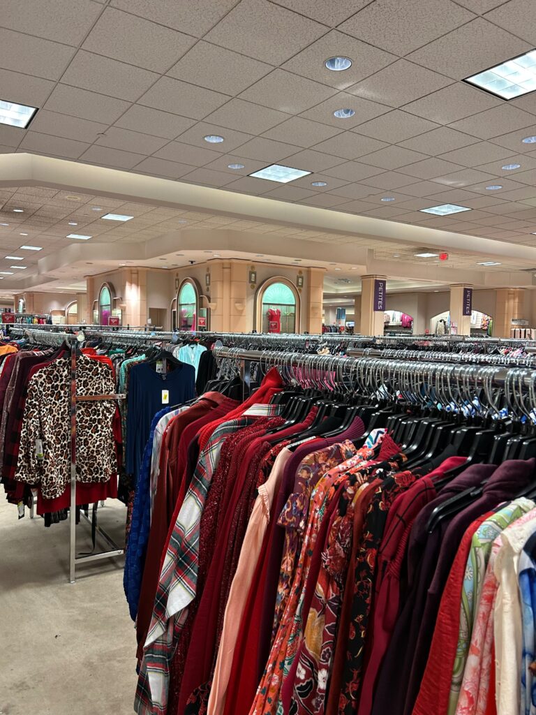 Rows of women's clothes