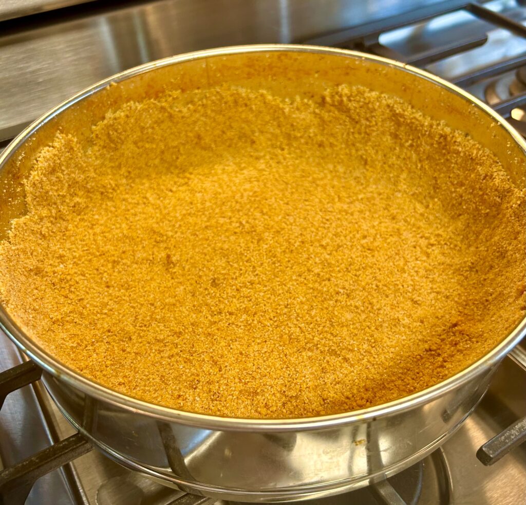 Graham cracker crust in springform pan